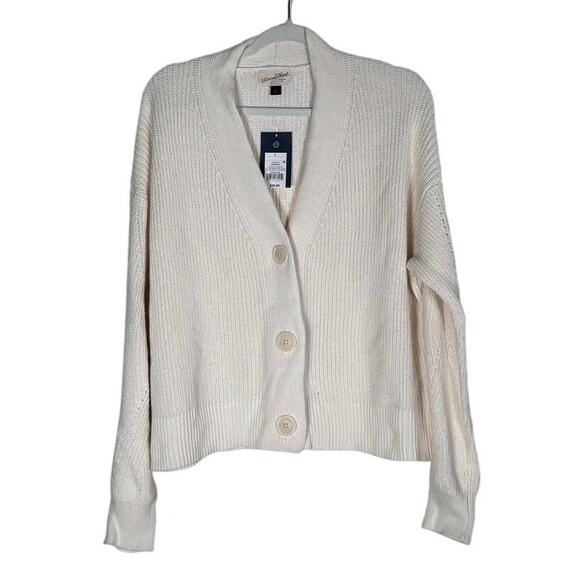NWT Universal Thread Women's V-Neck Cream Button-up Sweater Knit Boho Preppy L - Picture 2 of 10